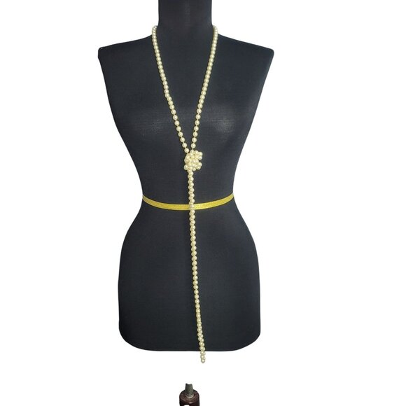 Vintage 70 inch Long Faux Pearl Necklace Continuous Strand Knotted between beads - Picture 6 of 6